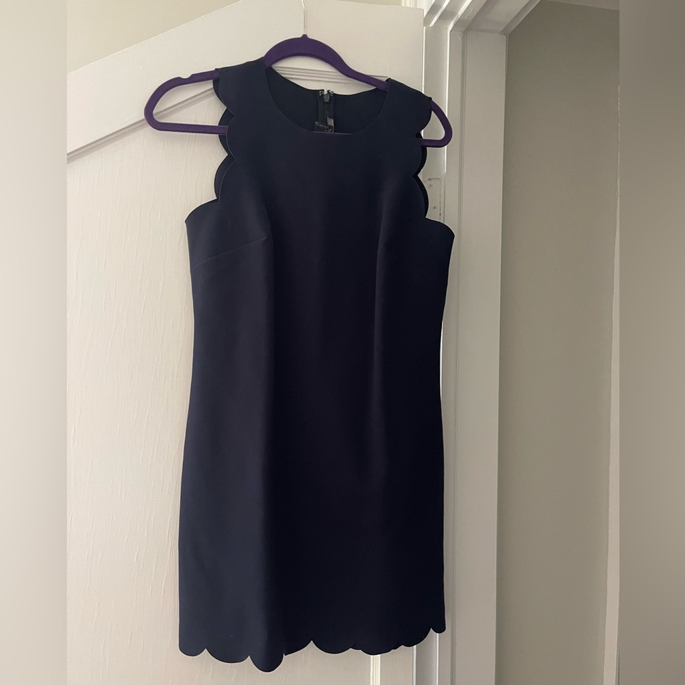 JCrew Shift Scallop Hem Navy Dress